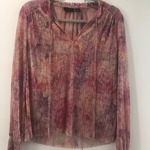 Halogen Sheer Metallica Gold Elegant Multicolor Women's Top S